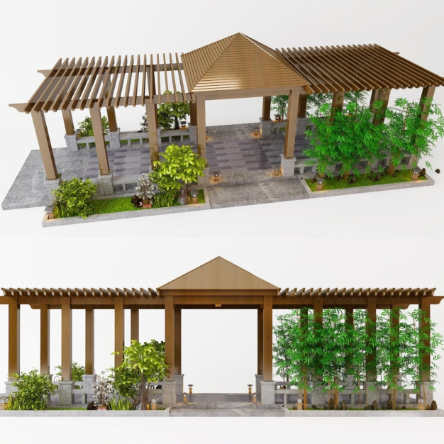 公园廊架3D模型
