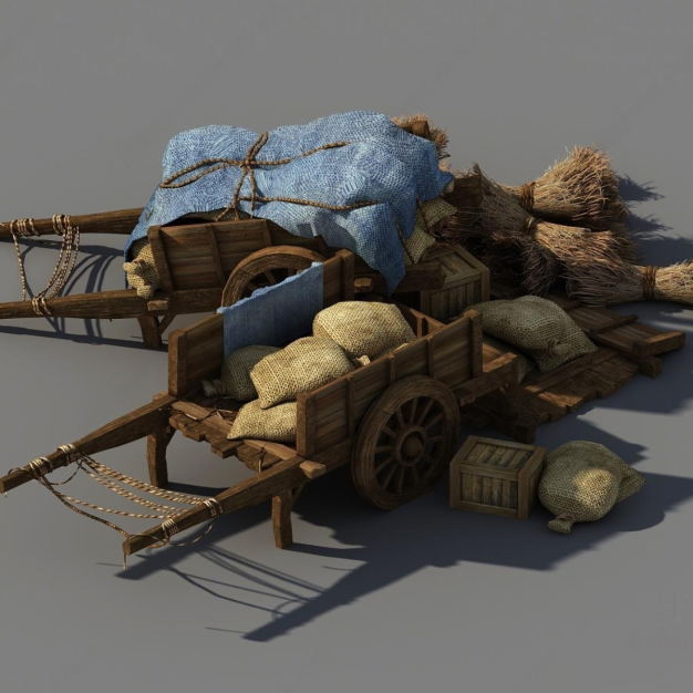 推车 货物 粮草3D模型