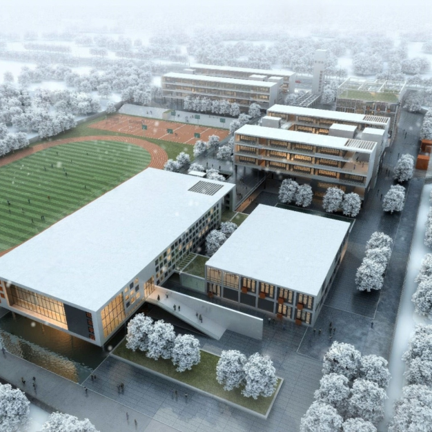 学校建筑鸟瞰3D模型