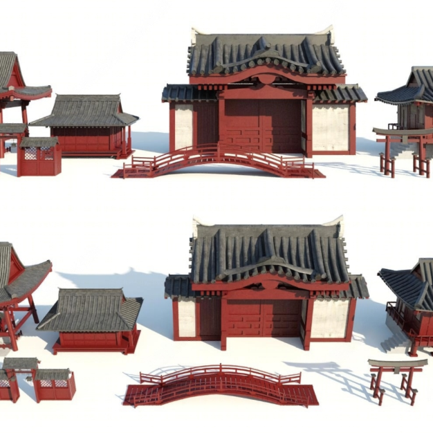 古建 凉亭 木桥3D模型