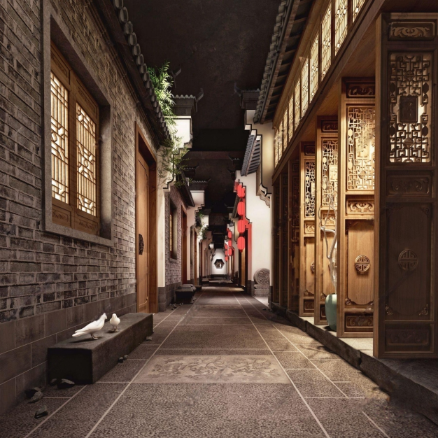 中式过道3D模型