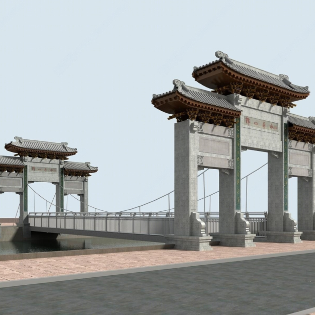 牌坊 牌楼 人行桥3D模型