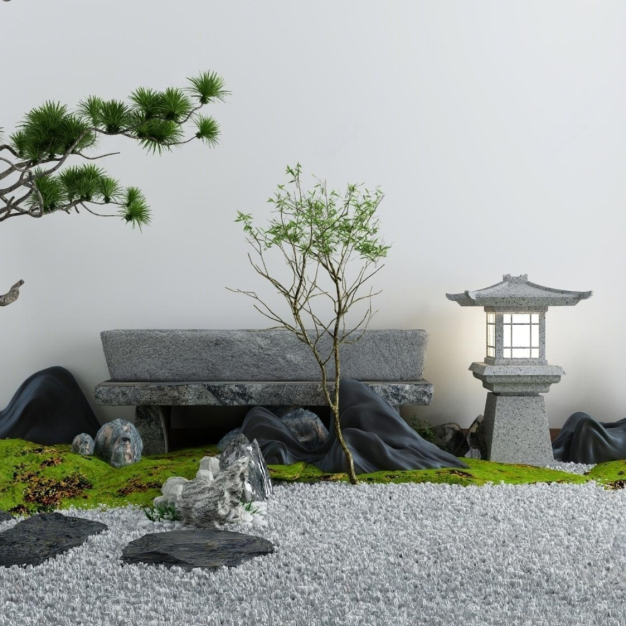 假山 石子 石槽园艺小品 3D模型