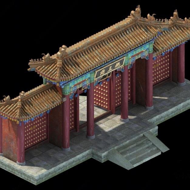 中式门头 王府门头3D模型