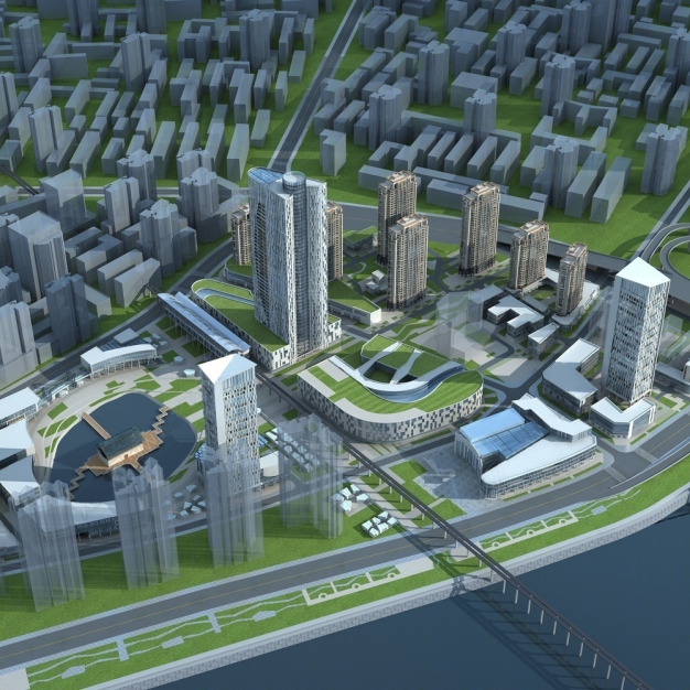 建筑鸟瞰规划3D模型