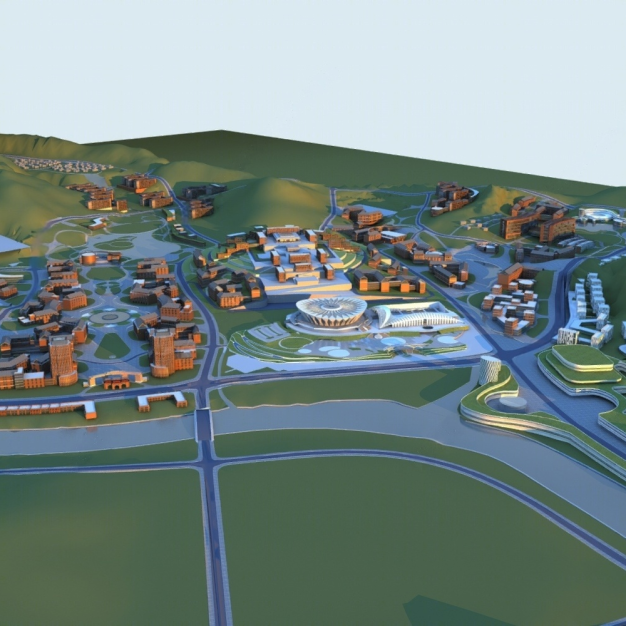 建筑鸟瞰规划3D模型