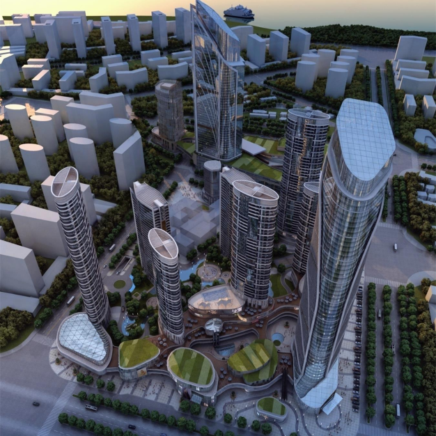 城市商业建筑鸟瞰规划3D模型