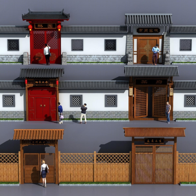 院门 围墙 篱笆3D模型