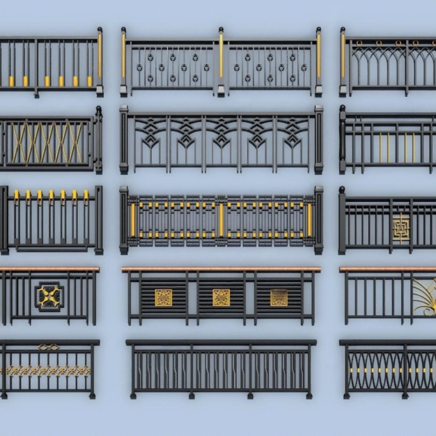 金属栏杆组合3D模型