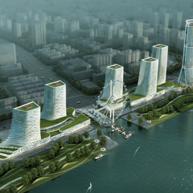 建筑大楼鸟瞰3D模型