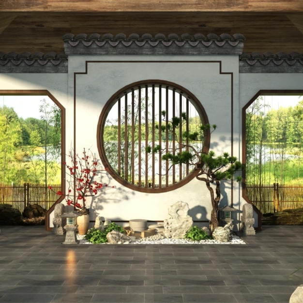 新中式园林景观3D模型