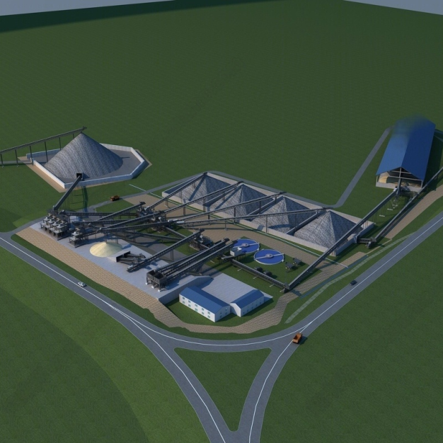 工厂建筑鸟瞰3D模型