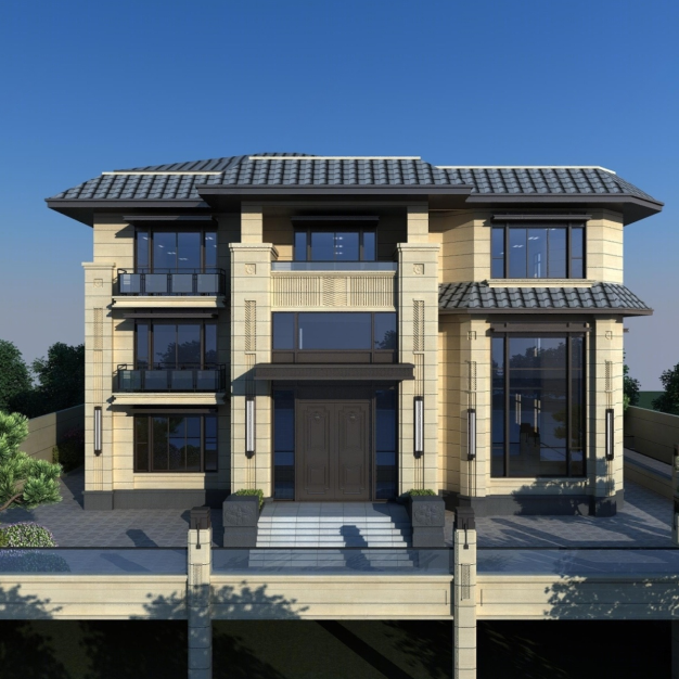 别墅建筑外观3D模型