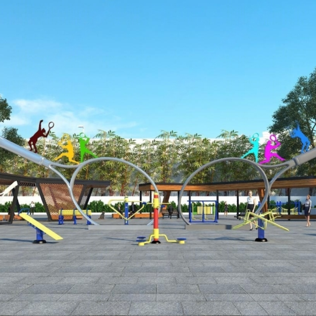 公园广场运动健身器材3D模型