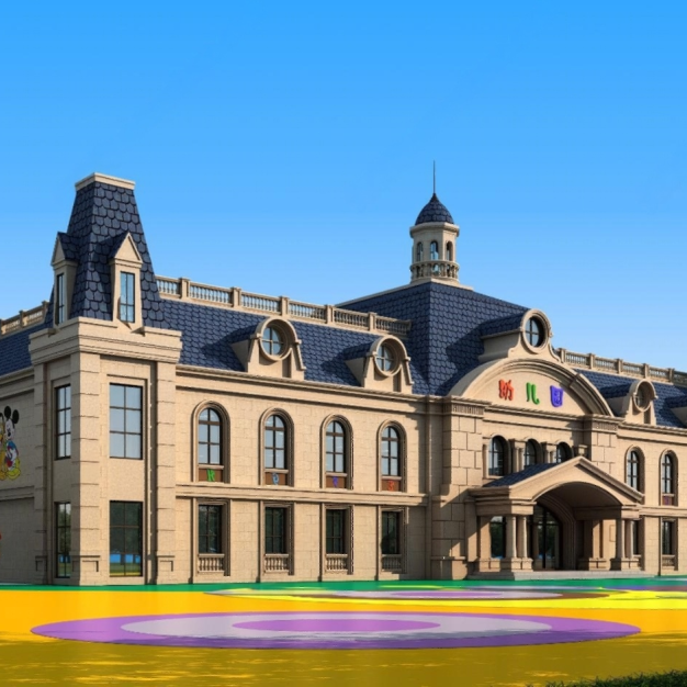 欧式室外户外幼儿园建筑3D模型