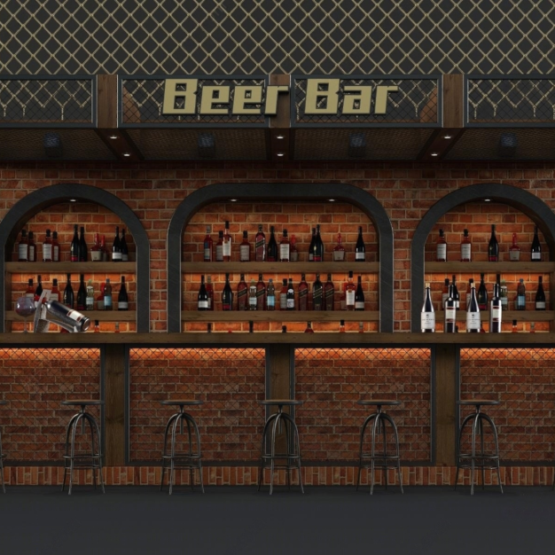 工业风格酒吧前台3D模型