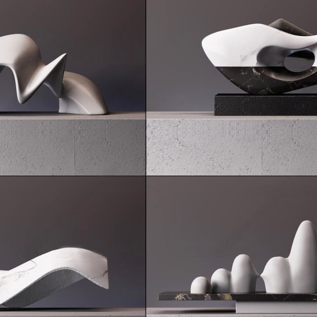 现代雕塑摆件3D模型
