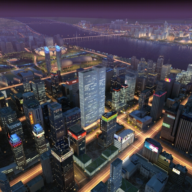 现代城市夜景规划3D模型