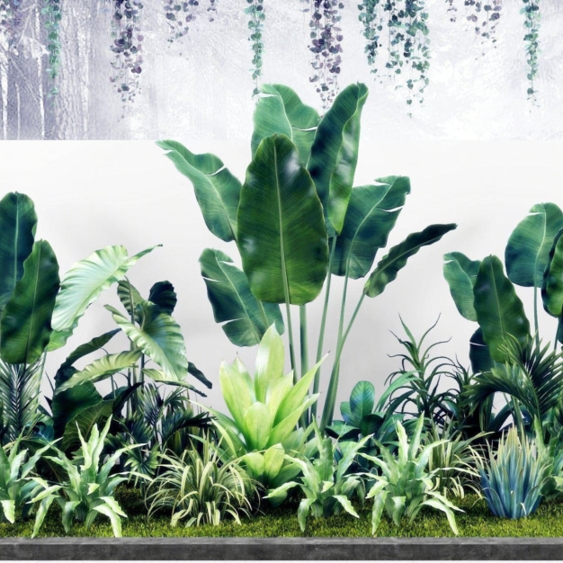 户外绿色藤蔓植物组合3D模型
