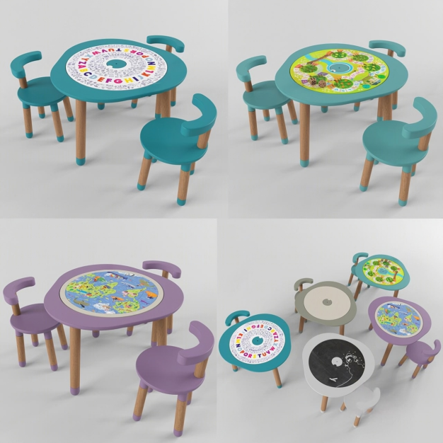 儿童桌椅组合3D模型
