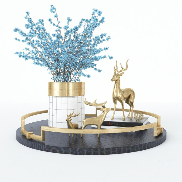 现代金属麋鹿摆件3D模型