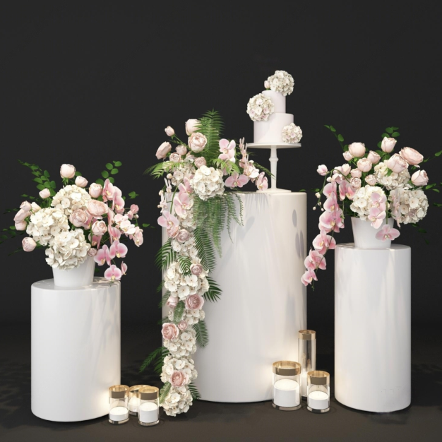 现代婚庆蝴蝶兰蜡烛摆件3D模型