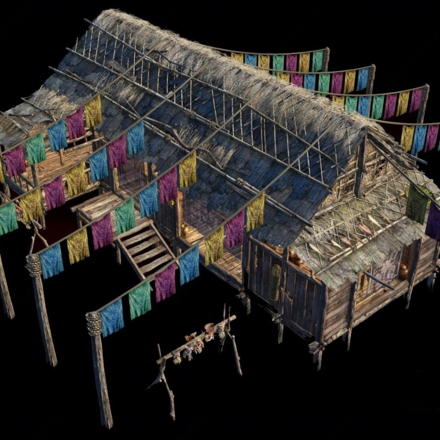 茅草屋3D模型