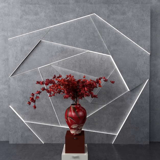  新中式花卉摆件3D模型