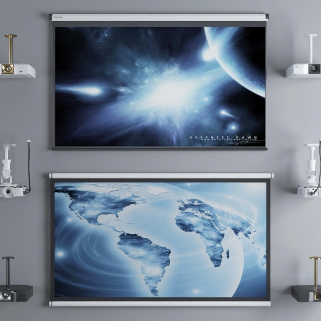 现代投影幕布投影仪组合3D模型