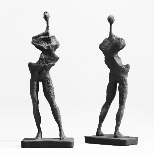 现代人物雕塑组合3D模型