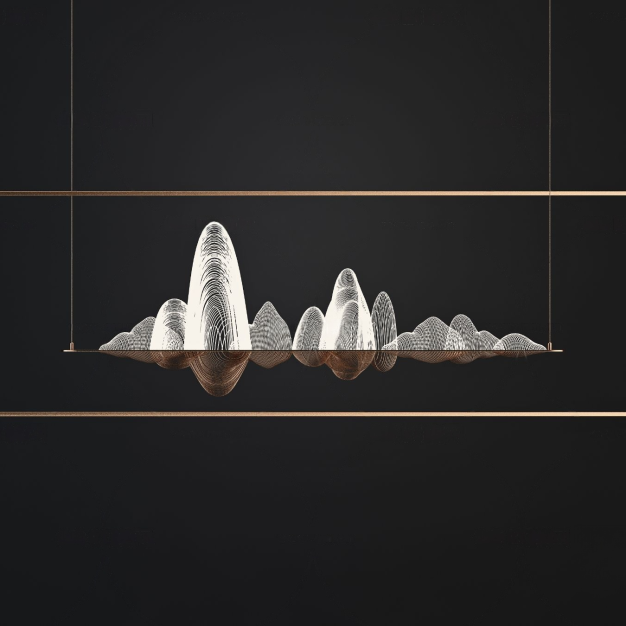 新中式山水吊灯3D模型