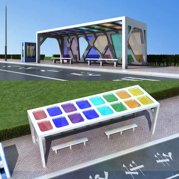 现代异形公交站台3D模型