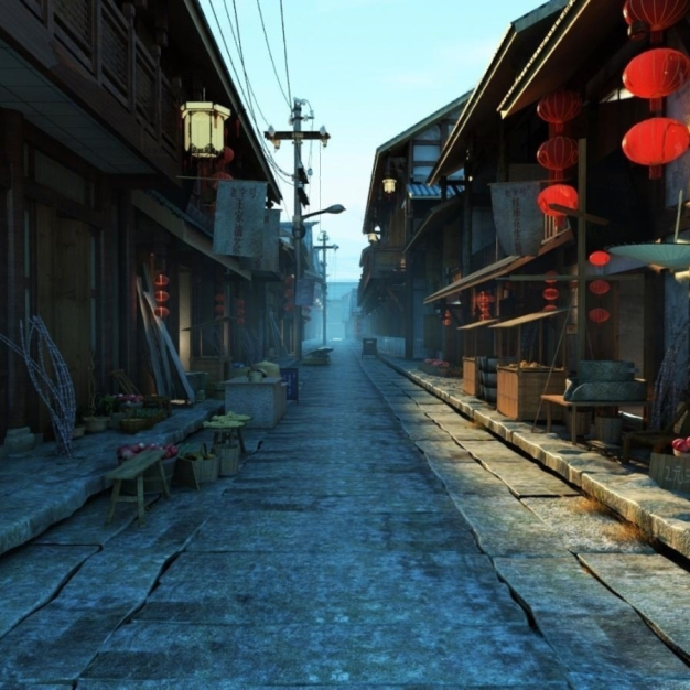 古镇商业街 古建3D模型