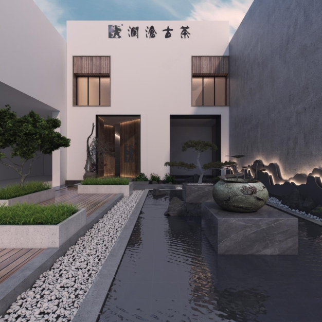 新中式庭院景观3D模型