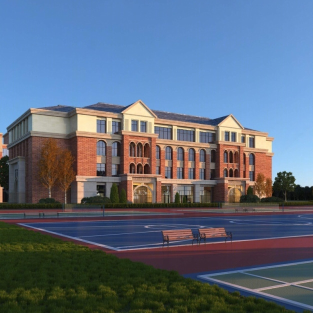 学校球场 教学楼3D模型