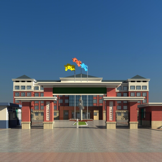 现代学校教学楼大门3D模型