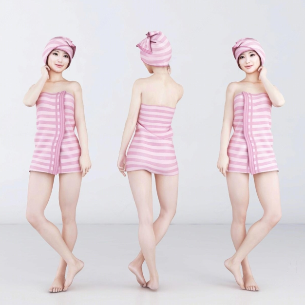 浴巾时尚美女3D模型