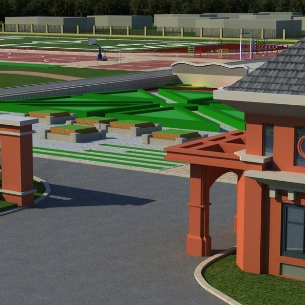 现代学校入口大门3D模型