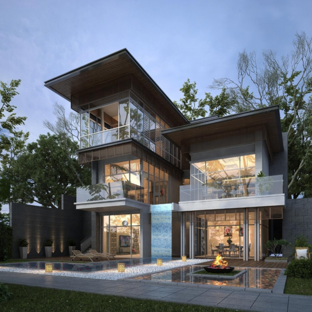 现代三层独栋建筑3D模型