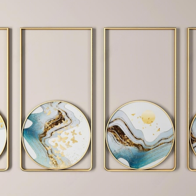 现代圆形装饰画3D模型