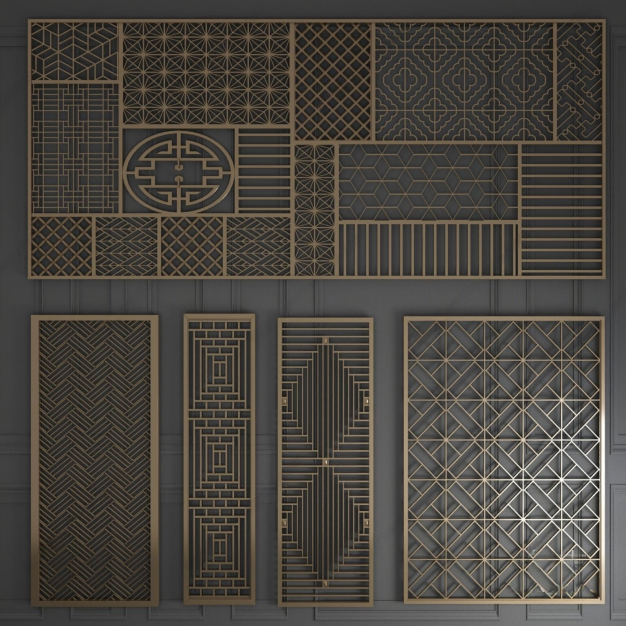 金属屏风隔断组合3D模型