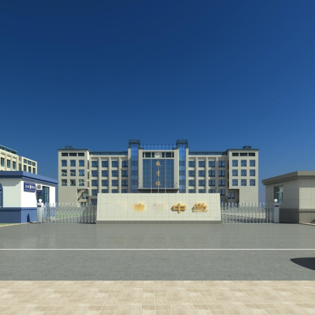 现代学校外观3D模型