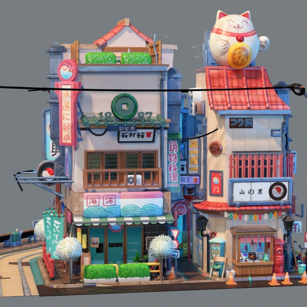 游戏卡通建筑3D模型
