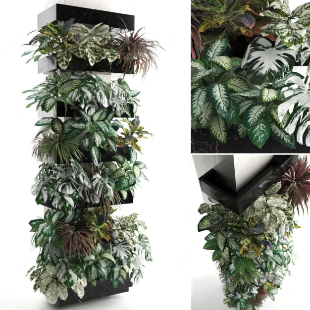 现代绿植墙3D模型