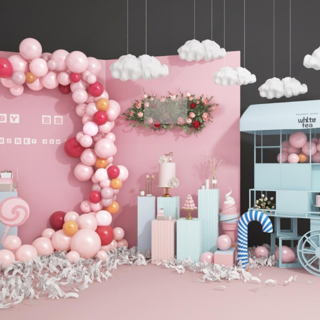 现代网红婚庆 气球美陈3D模型