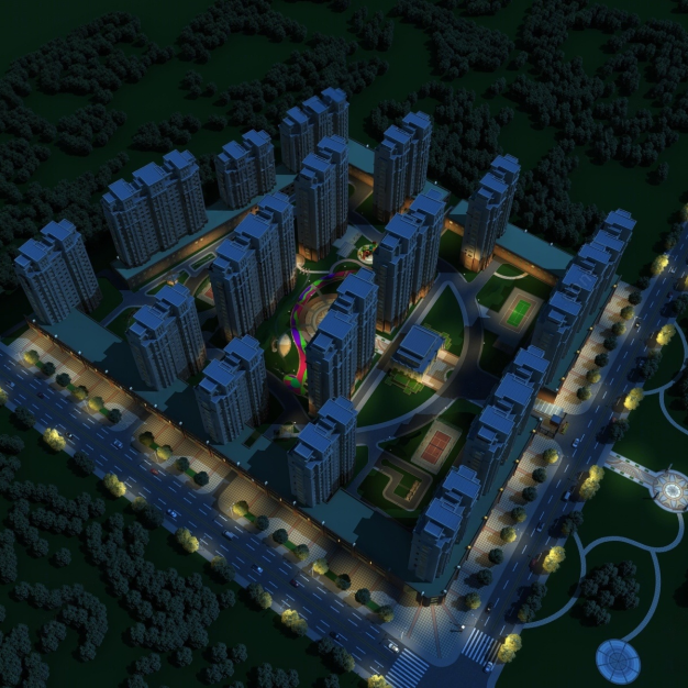 现代住宅鸟瞰3D模型
