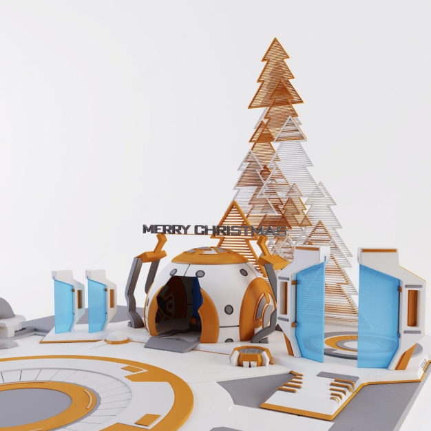 卡通太空基地堡垒3D模型