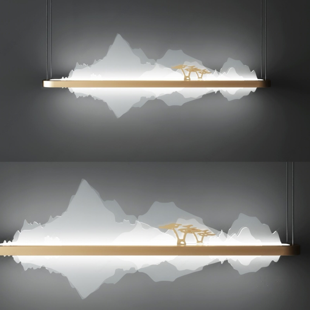新中式山水吊灯3D模型