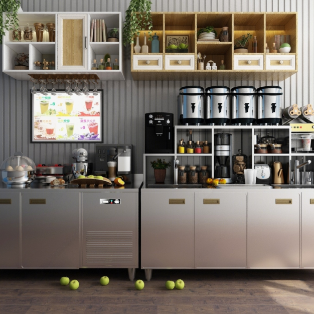 现代奶茶店工作台3D模型
