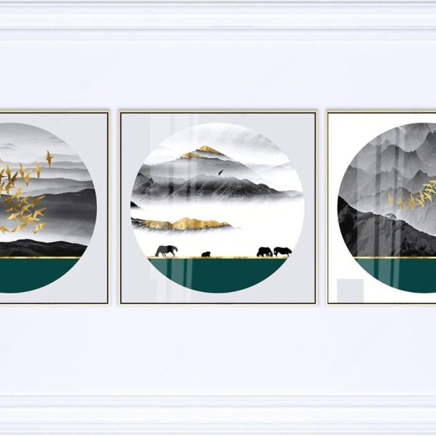 新中式挂画 装饰画组合3D模型